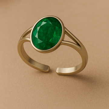 Lab-Grown Zambian Emerald (Panna) – Adjustable Ring